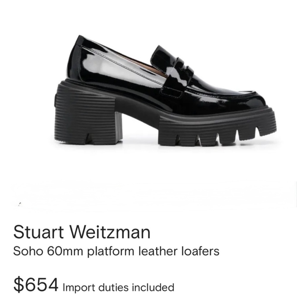 STUART WEITZMAN
SOHO PATENT LEATHER LOAFERS black size 7.5 gently used